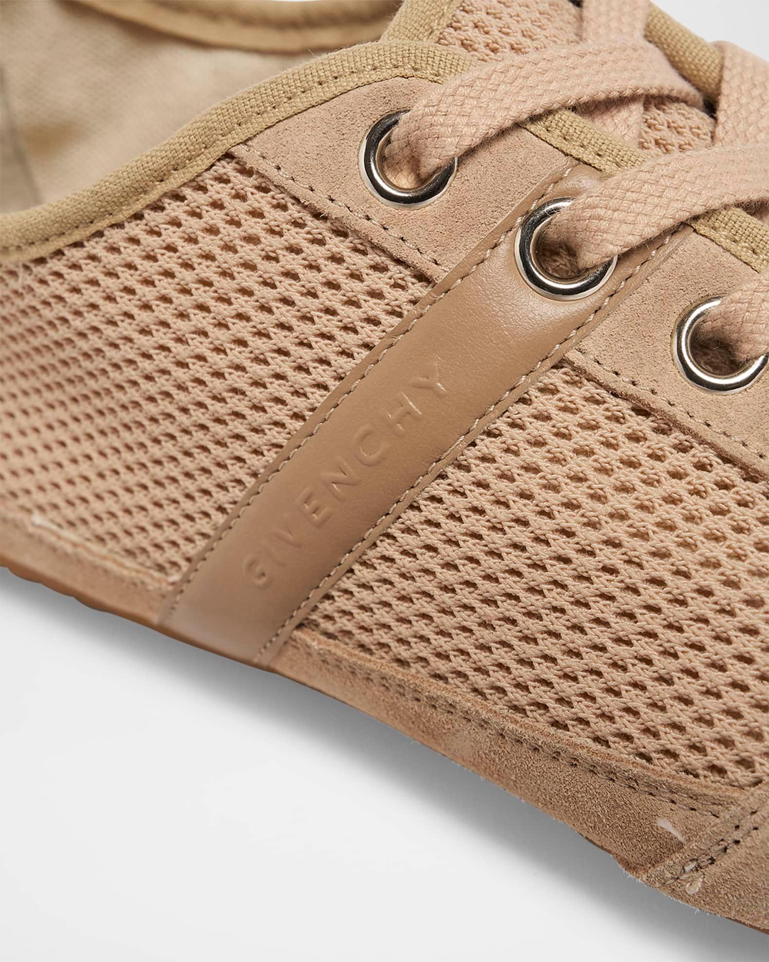 Mesh And Suede Slim Low-Top Sneakers Product Image