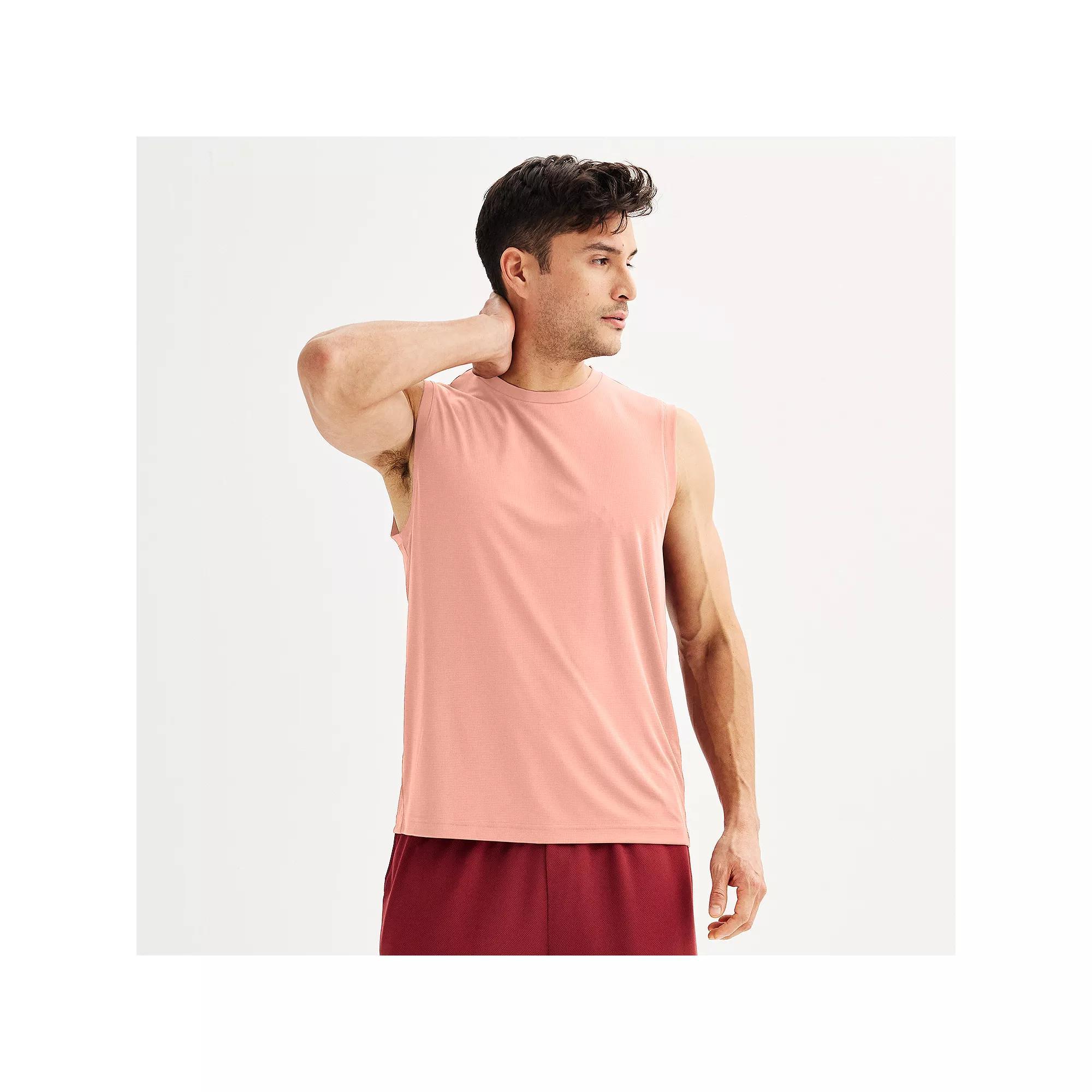 Men's Tek Gear Dry Tek Muscle Tank, Size: XXL, Brittany Blush Grid Product Image