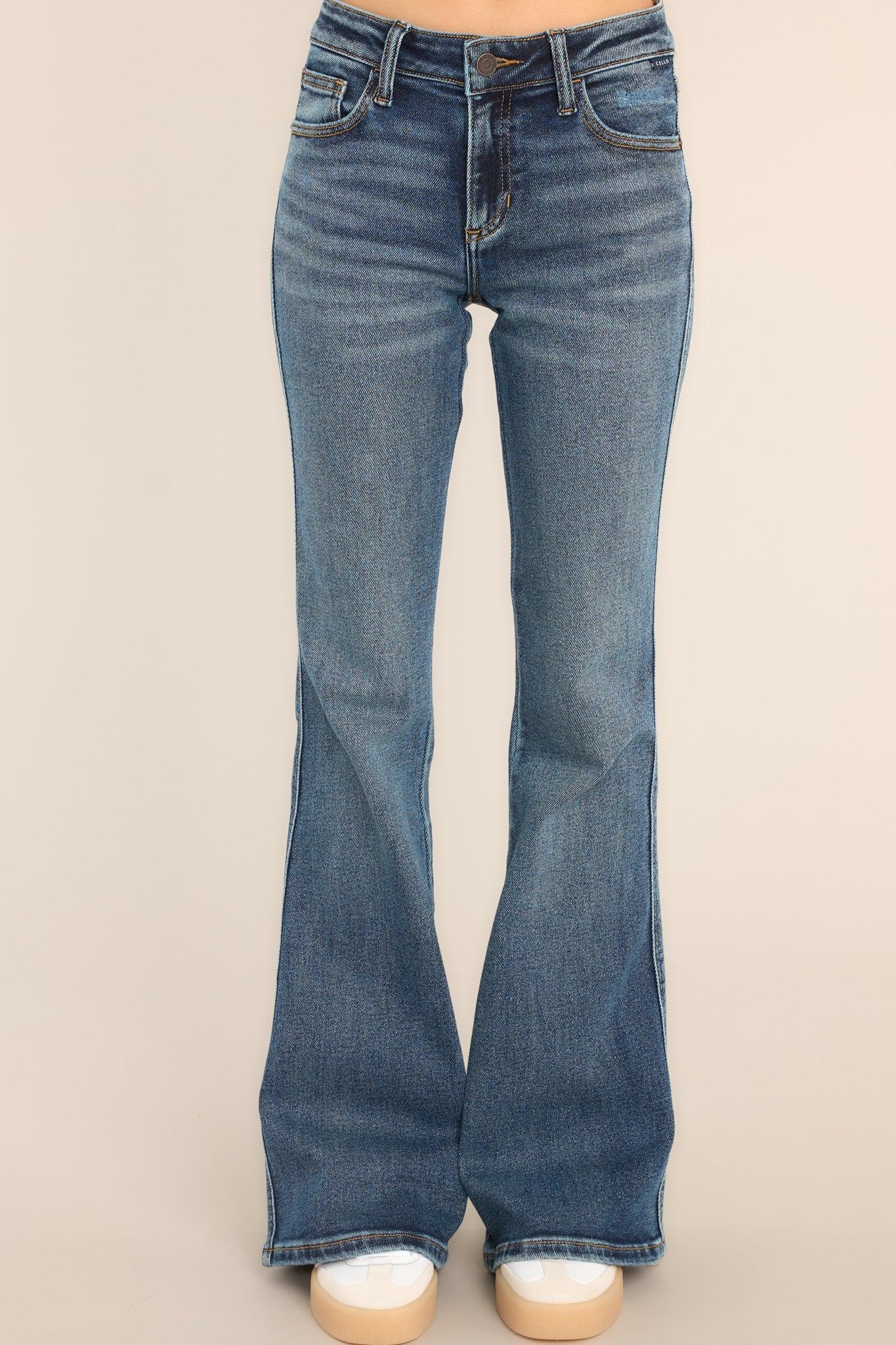 Next Flight Dark Wash Stretch Flare Jeans Product Image