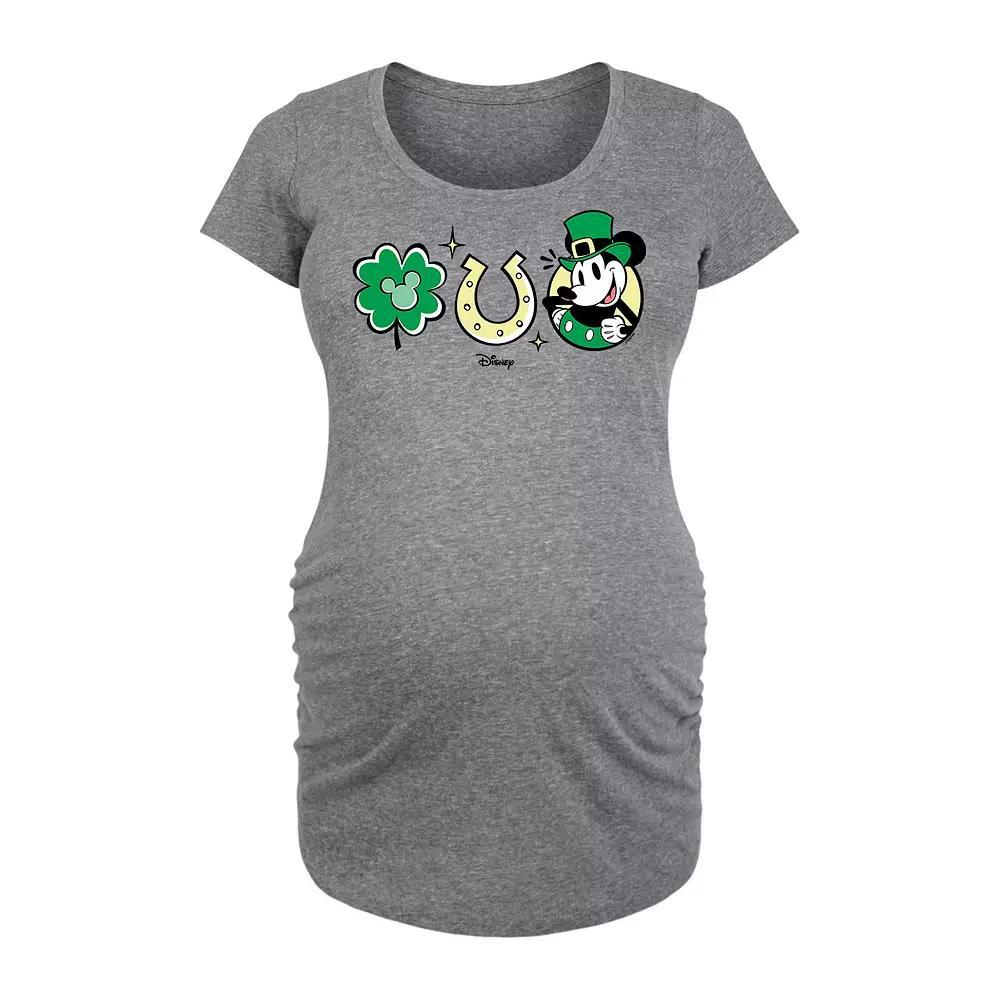 Disney's Mickey Mouse Maternity St. Patrick's Day Icons Graphic Tee, Women's, Size: XXL-MAT, Grey Gray Product Image