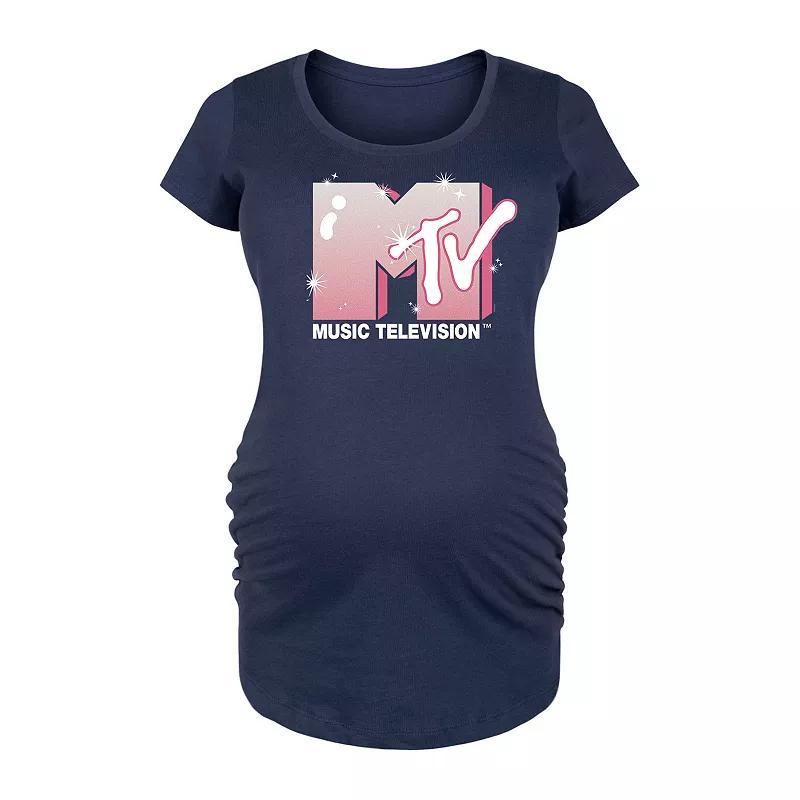 Maternity MTV Glitter Logo Graphic Tee, Womens Heather Grey Product Image