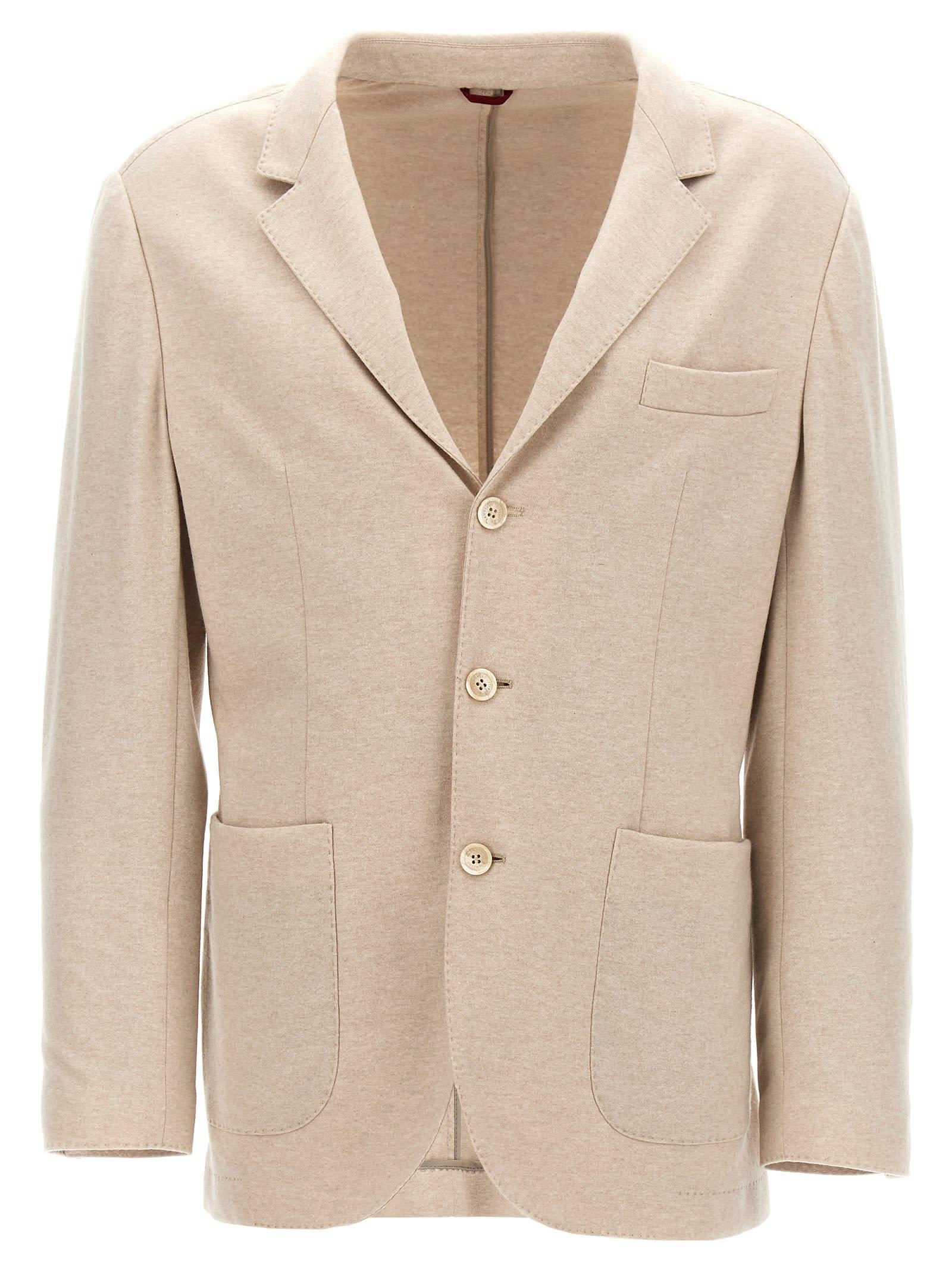 BRUNELLO CUCINELLI Single-breasted Cashmere Blazer In Beige Product Image