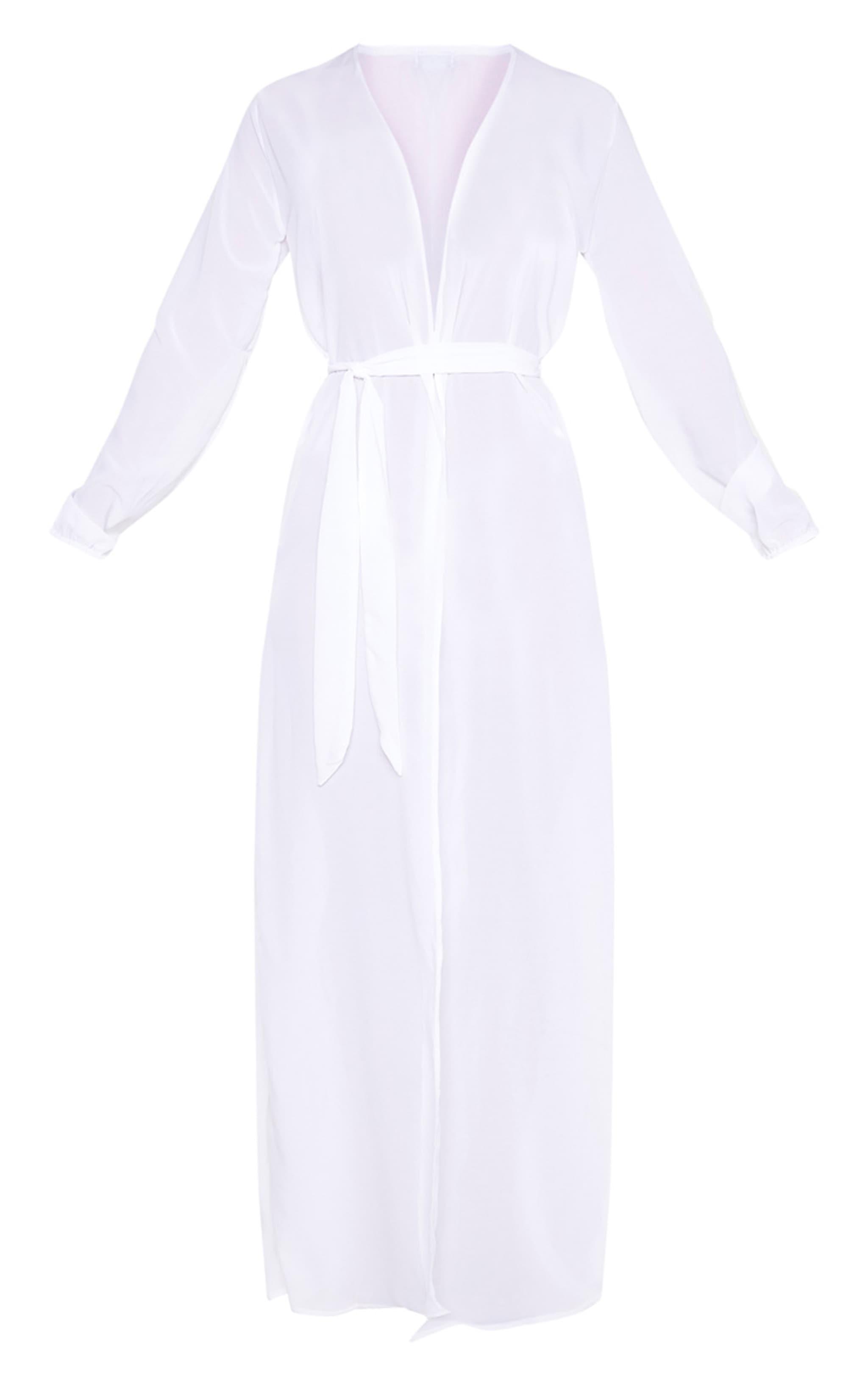 White Maxi Belted Beach Kimono Product Image