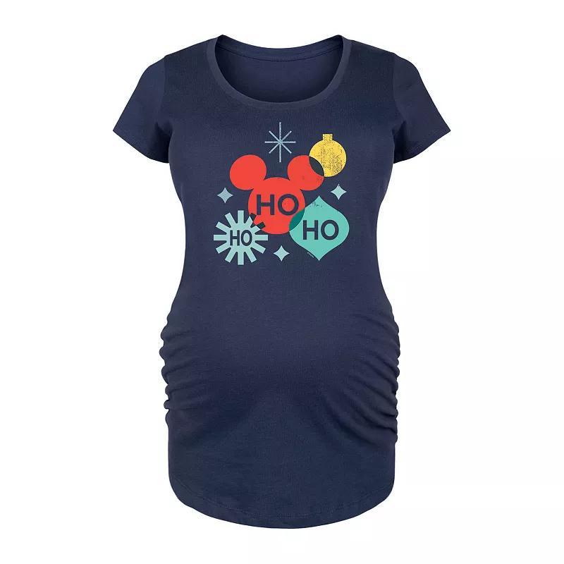 Disney's Mickey Mouse Maternity Holiday Ho Ho Ho Shapes Graphic Tee, Women's, Size: XL-Mat, Blue Product Image