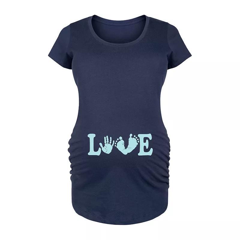 Maternity Love Footprints Graphic Tee, Women's, Size: Medium-Mat, Heather Grey Product Image