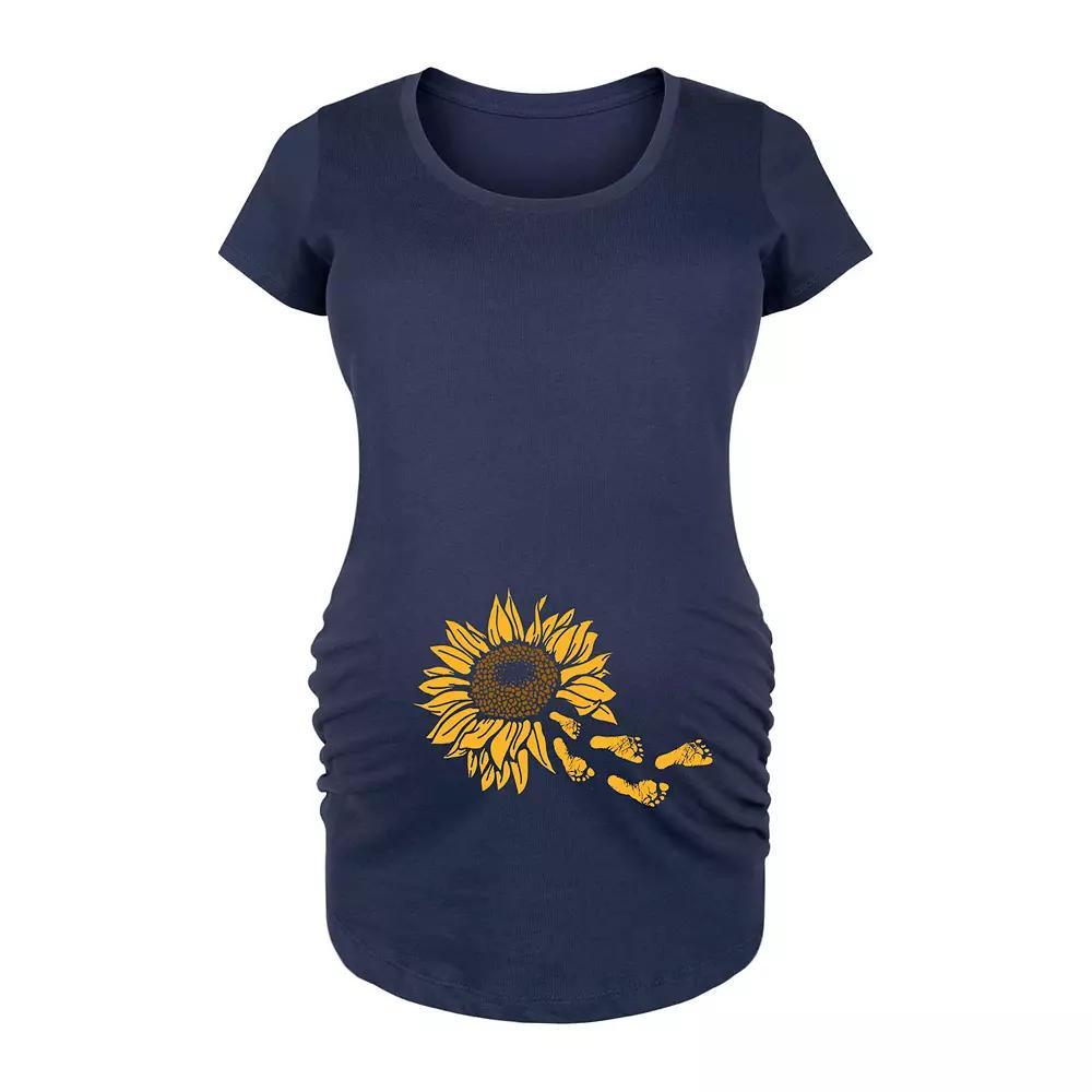 Maternity Sunflower Trailing Footprints Graphic Tee, Women's, Size: XL-Mat, Blue Product Image