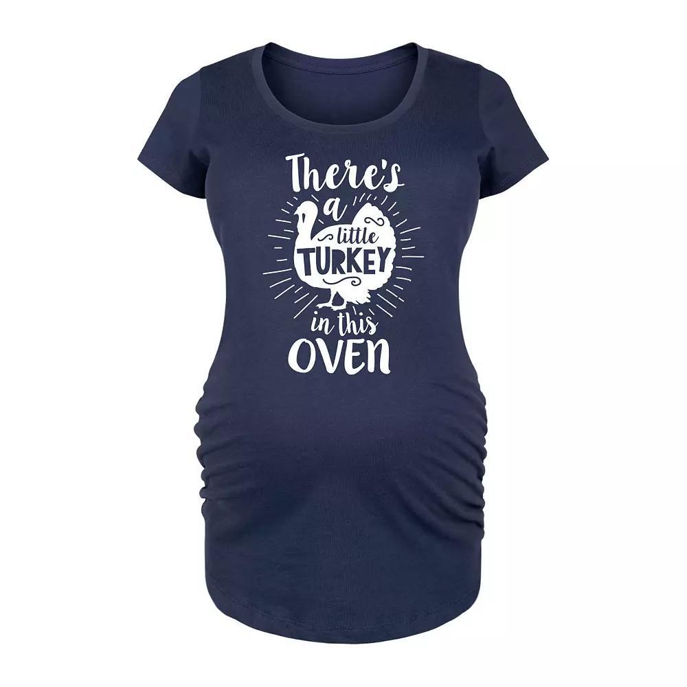 Maternity Little Turkey In The Oven Graphic Tee, Women's, Size: XL-Mat, Blue Product Image