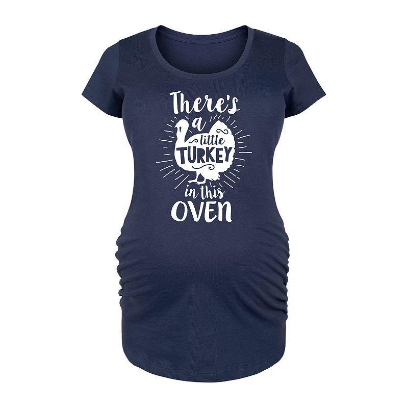 Maternity Little Turkey In The Oven Graphic Tee, Womens Grey Red Product Image