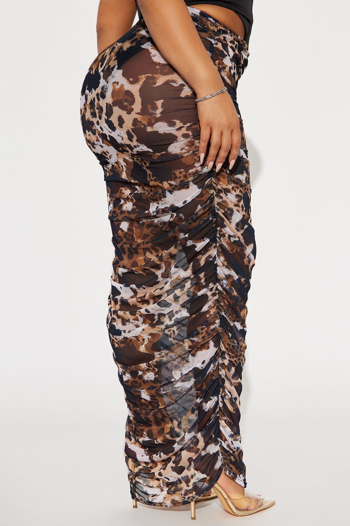 Chasing You Mesh Maxi Skirt - Brown/combo Product Image