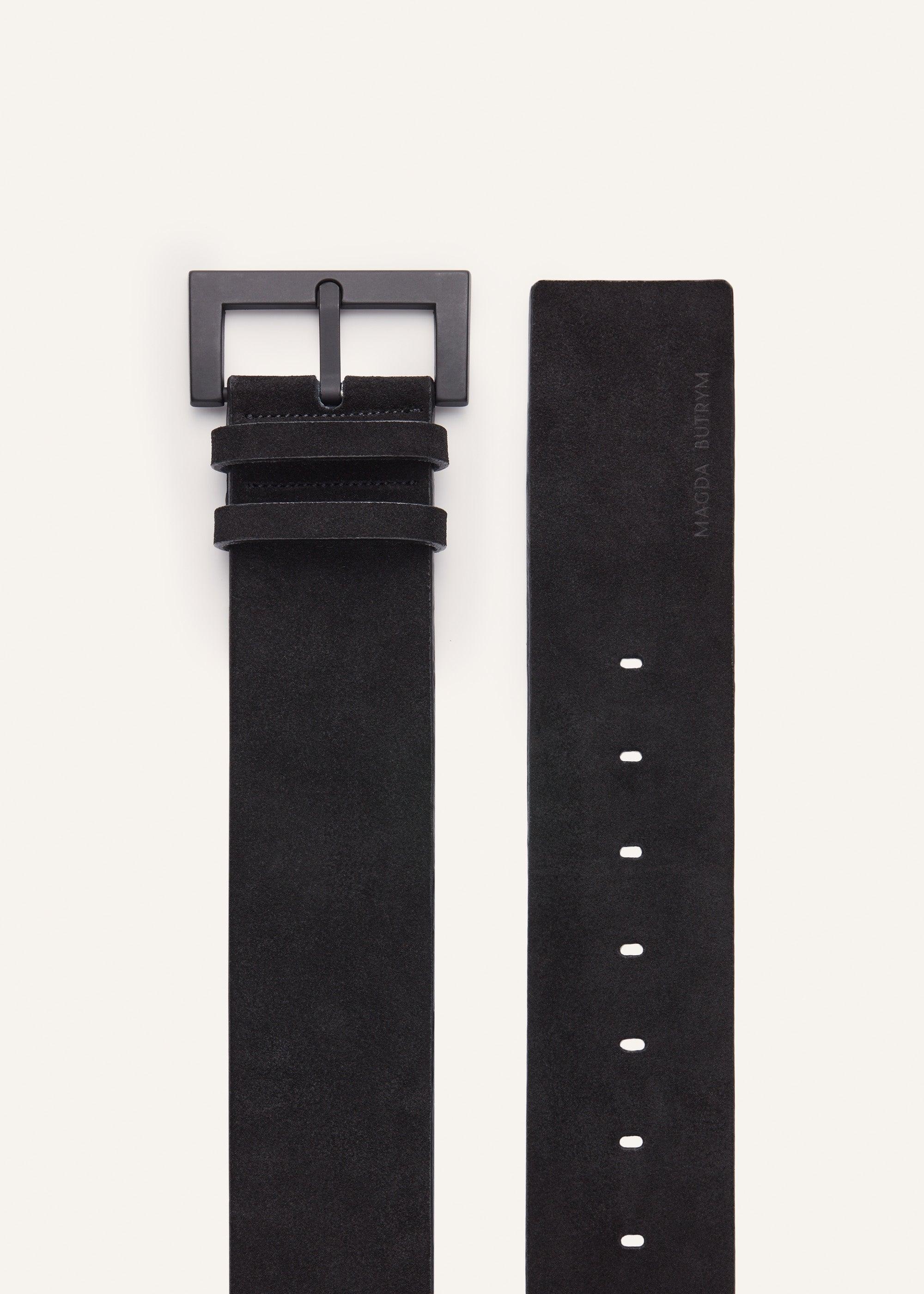 Wide leather belt in black suede Product Image