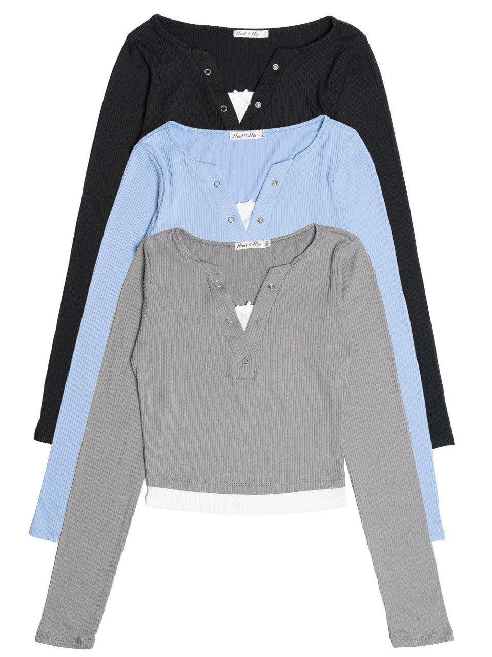 Layered Look Long Sleeve Top Product Image