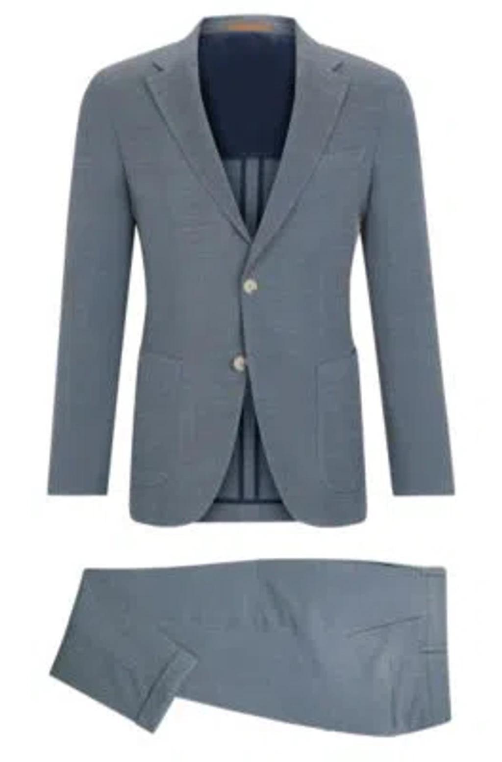 Slim-fit Suit In A Micro-patterned Wool Blend In Light Blue Product Image