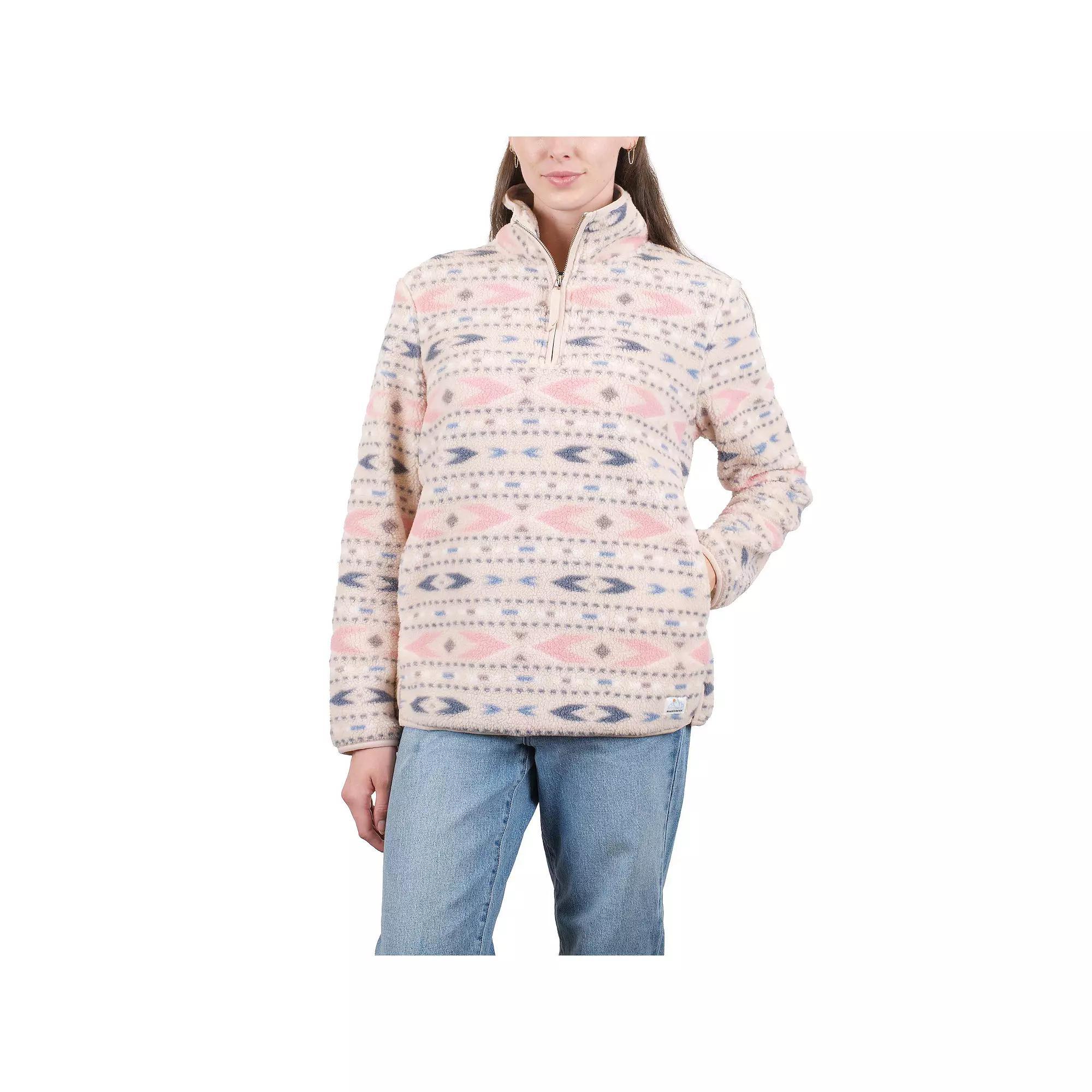 Womens Mountain and Isles Quarter Zip Printed Sherpa Pullover Product Image