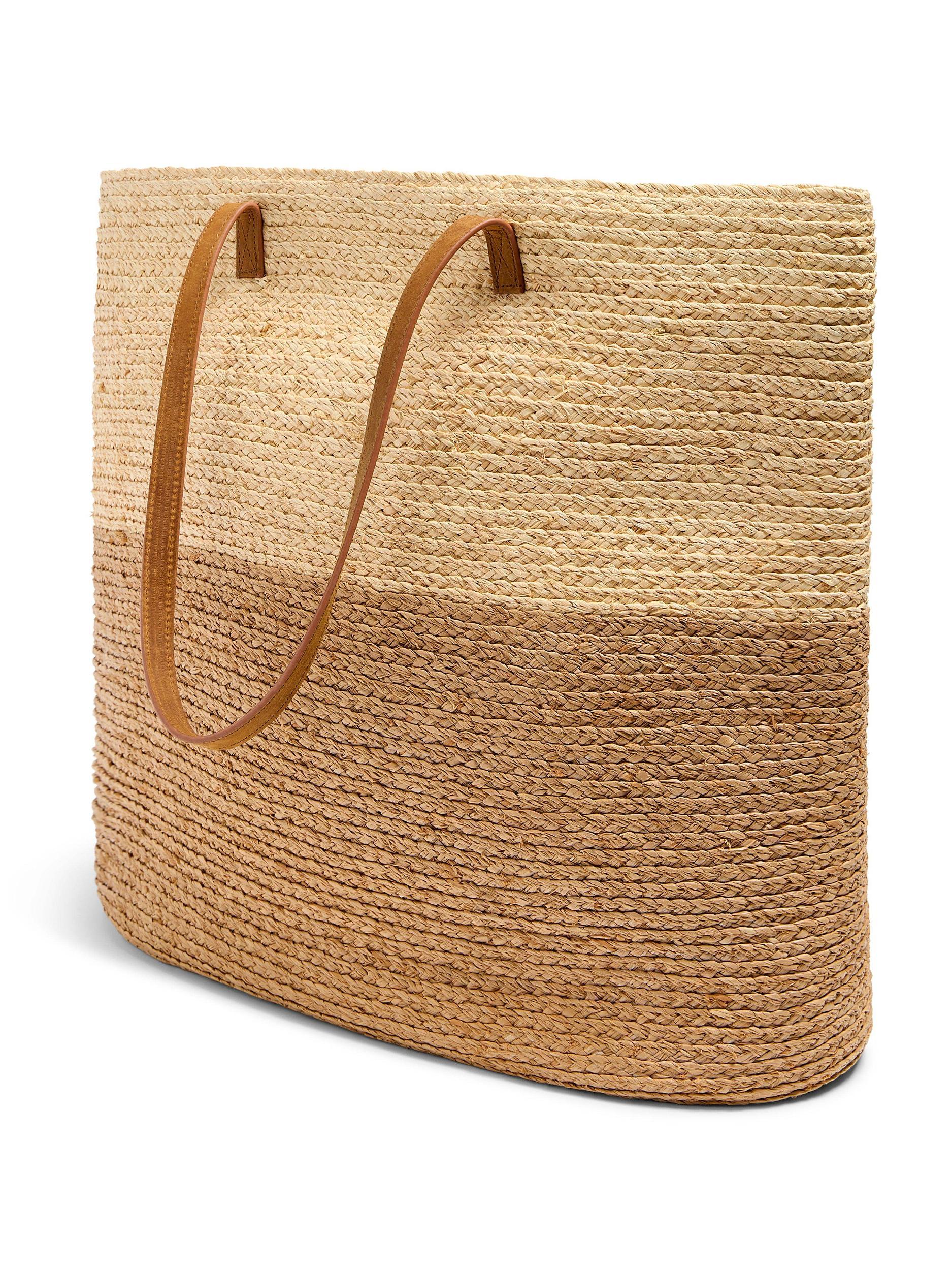 Raffia Colorblock Tote - Natural Female Product Image