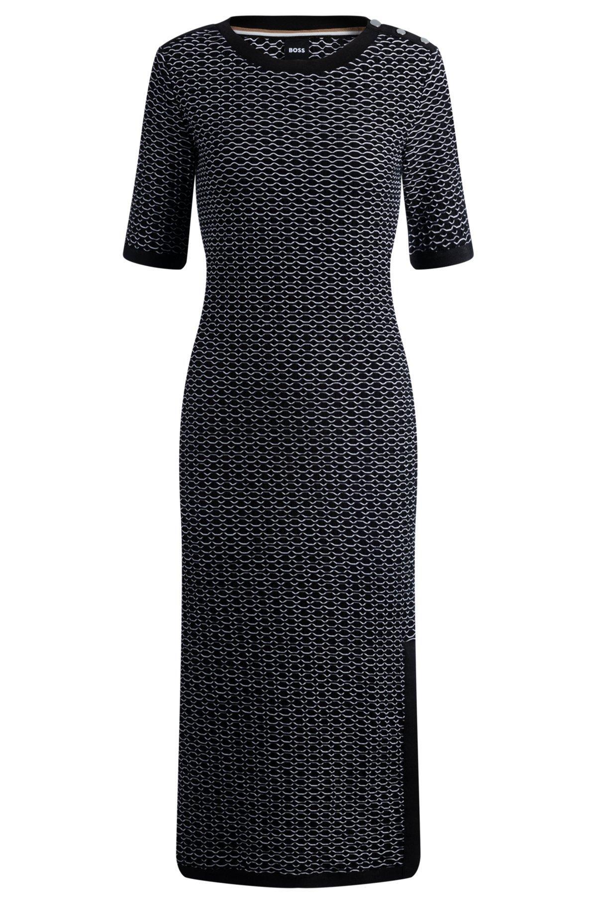 Structured-stripe dress in stretch-cotton jersey Product Image