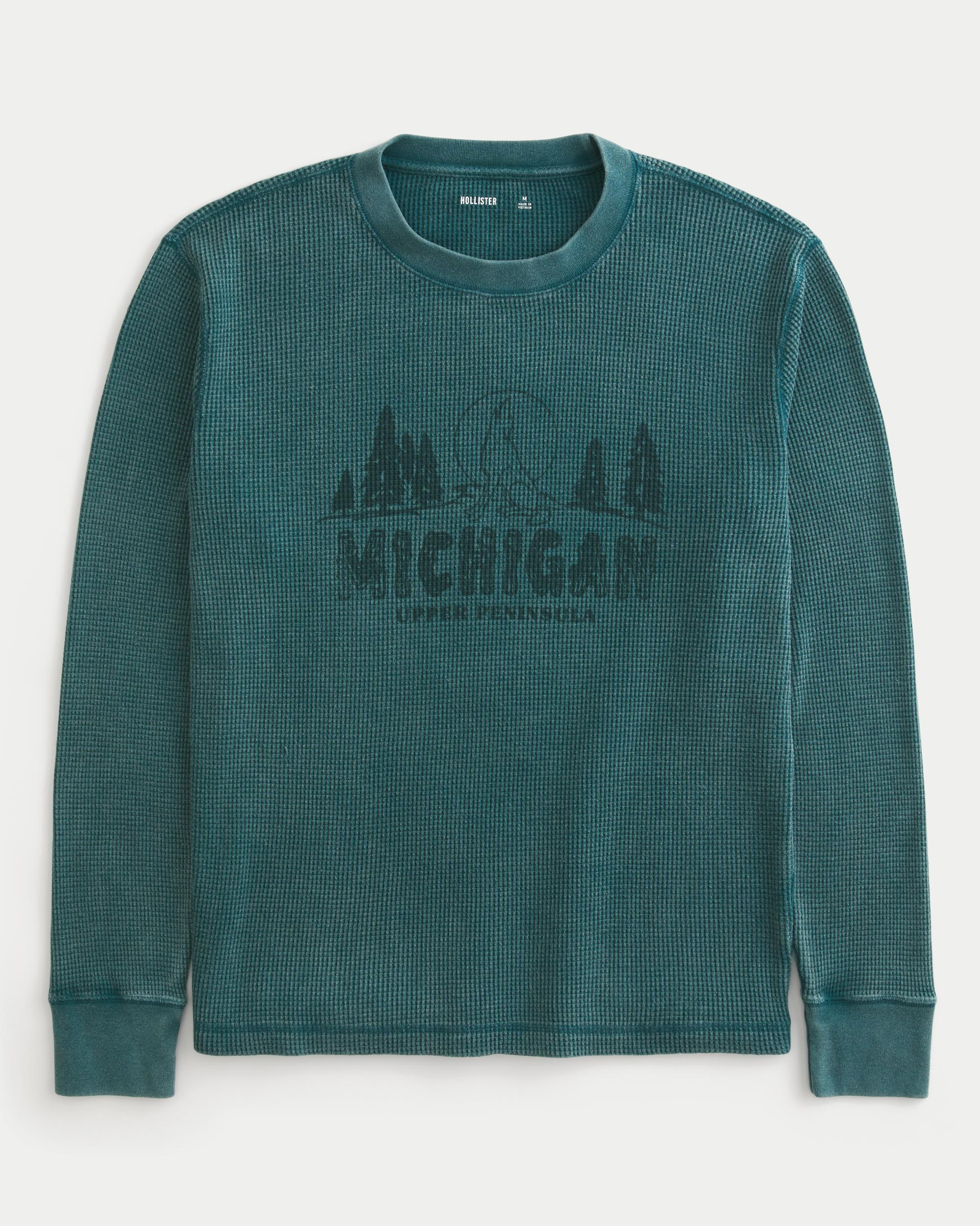 Long-Sleeve Waffle Michigan Graphic Tee Product Image