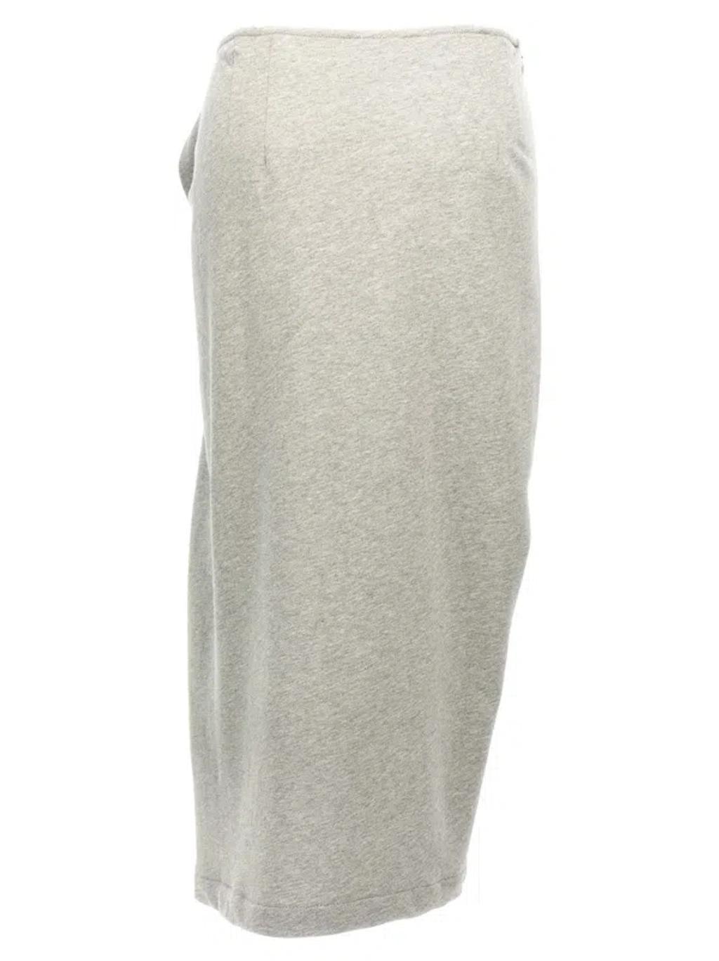 DRIES VAN NOTEN Draped Midi Skirt Ruched Detail In Gray Product Image