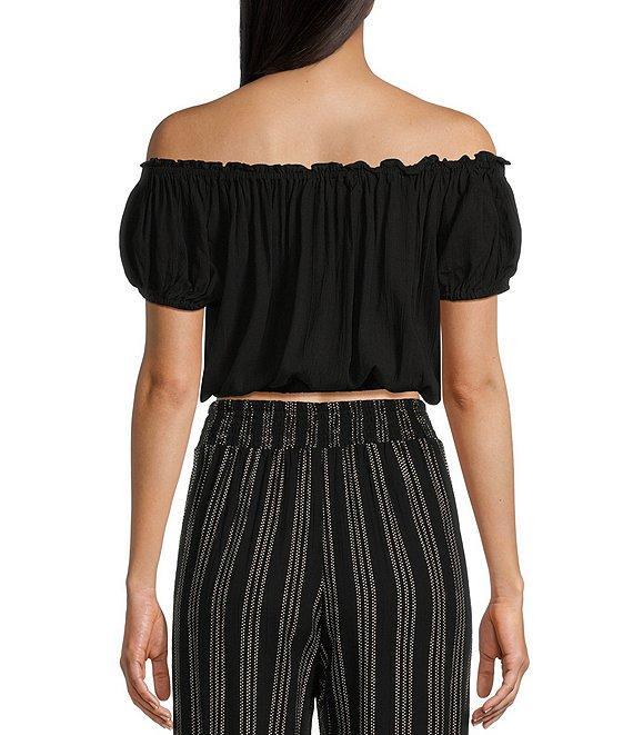Angie Off-The-Shoulder Cap Sleeve Coordinating Crop Top Product Image