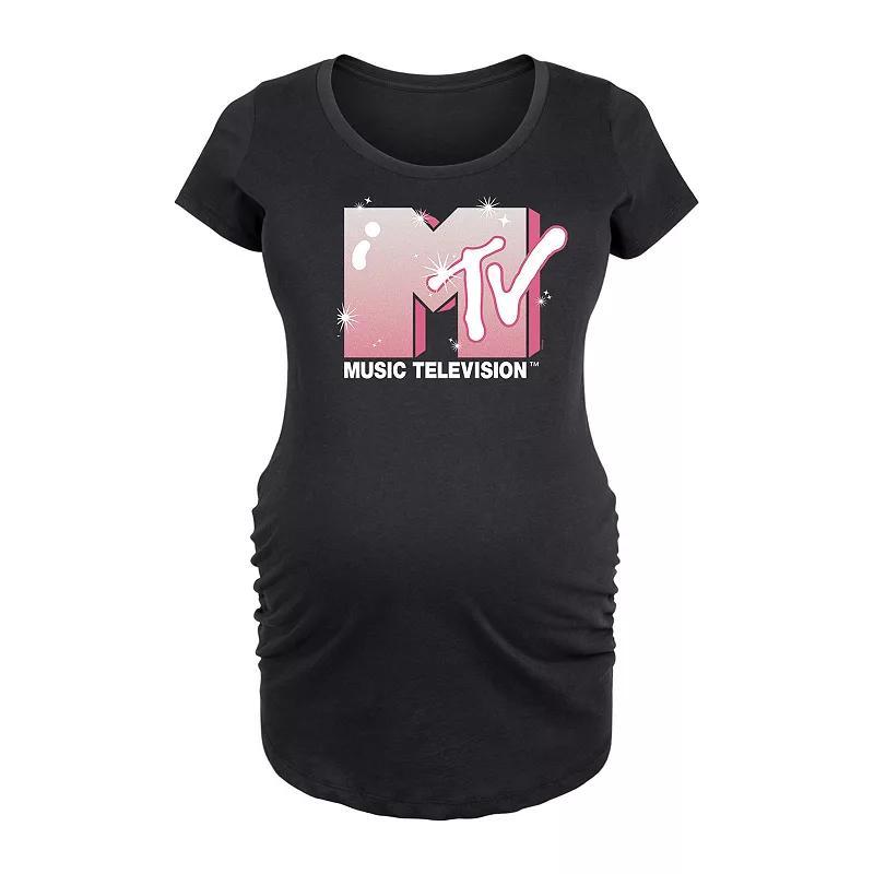 Maternity MTV Glitter Logo Graphic Tee, Womens Heather Grey Product Image