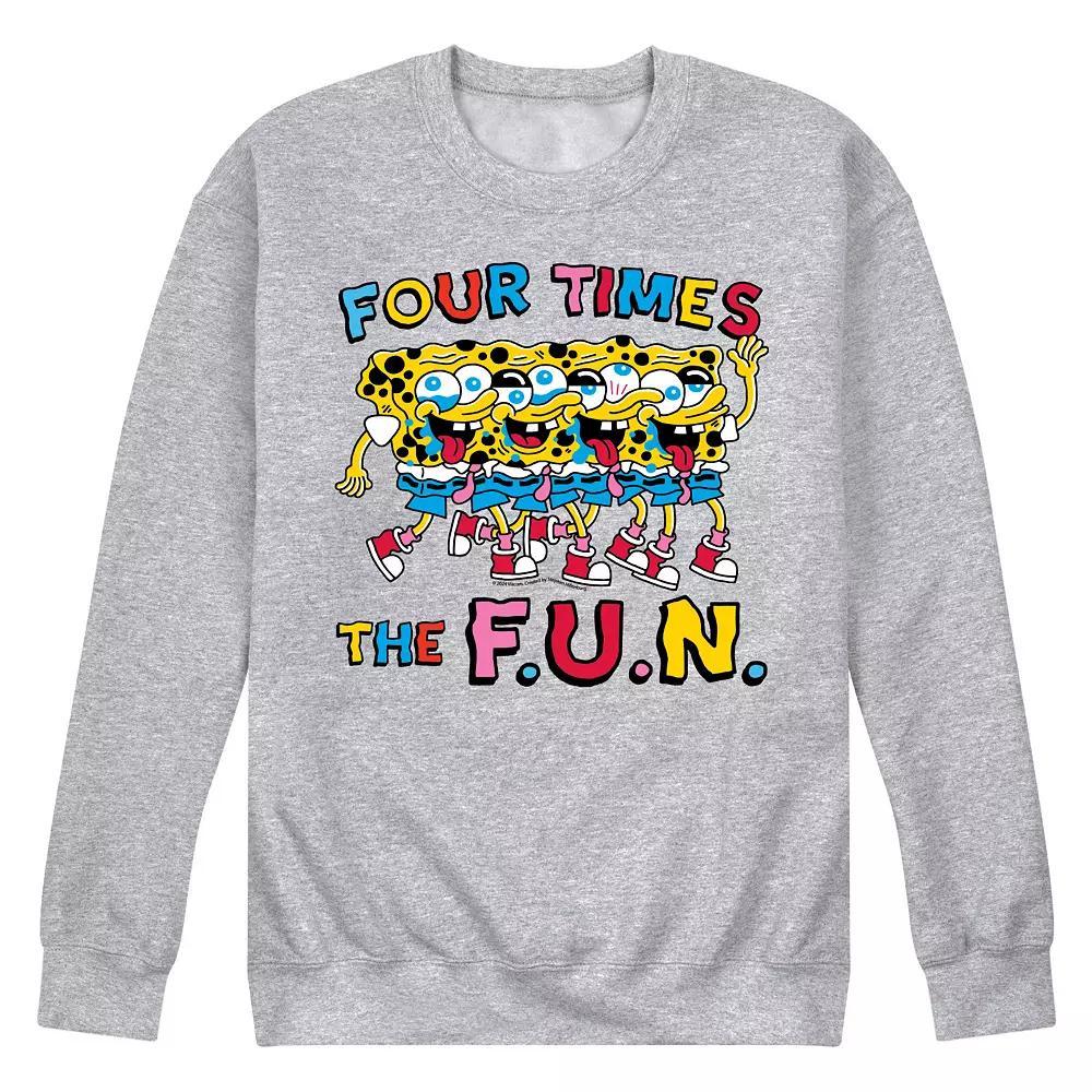 Men's SpongeBob SquarePants Four Times The Fun Fleece Sweatshirt, Size: XXL, Grey Gray Product Image