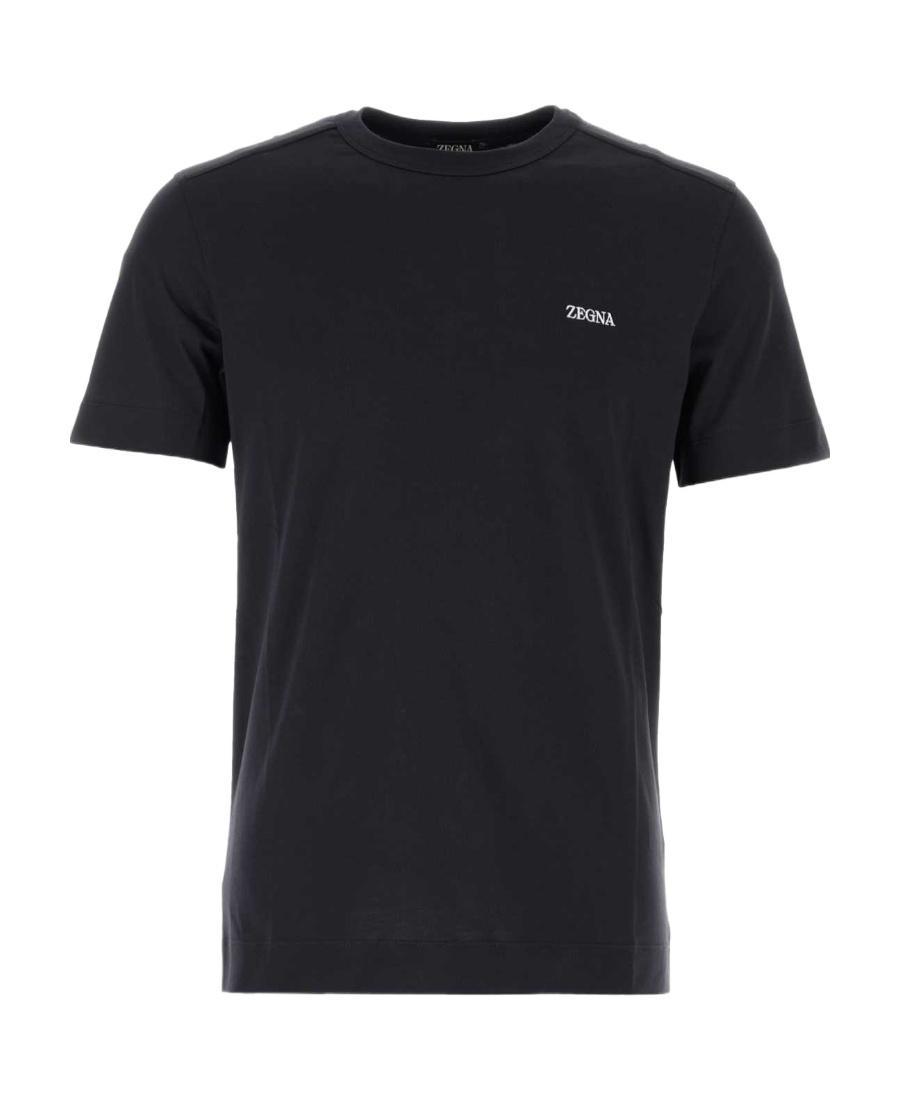 ZEGNA Logo-embroidered Cotton T-shirt In Black Product Image