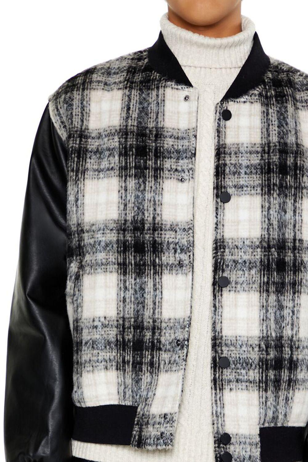 Plaid Faux Leather Bomber Jacket | Forever 21 Product Image