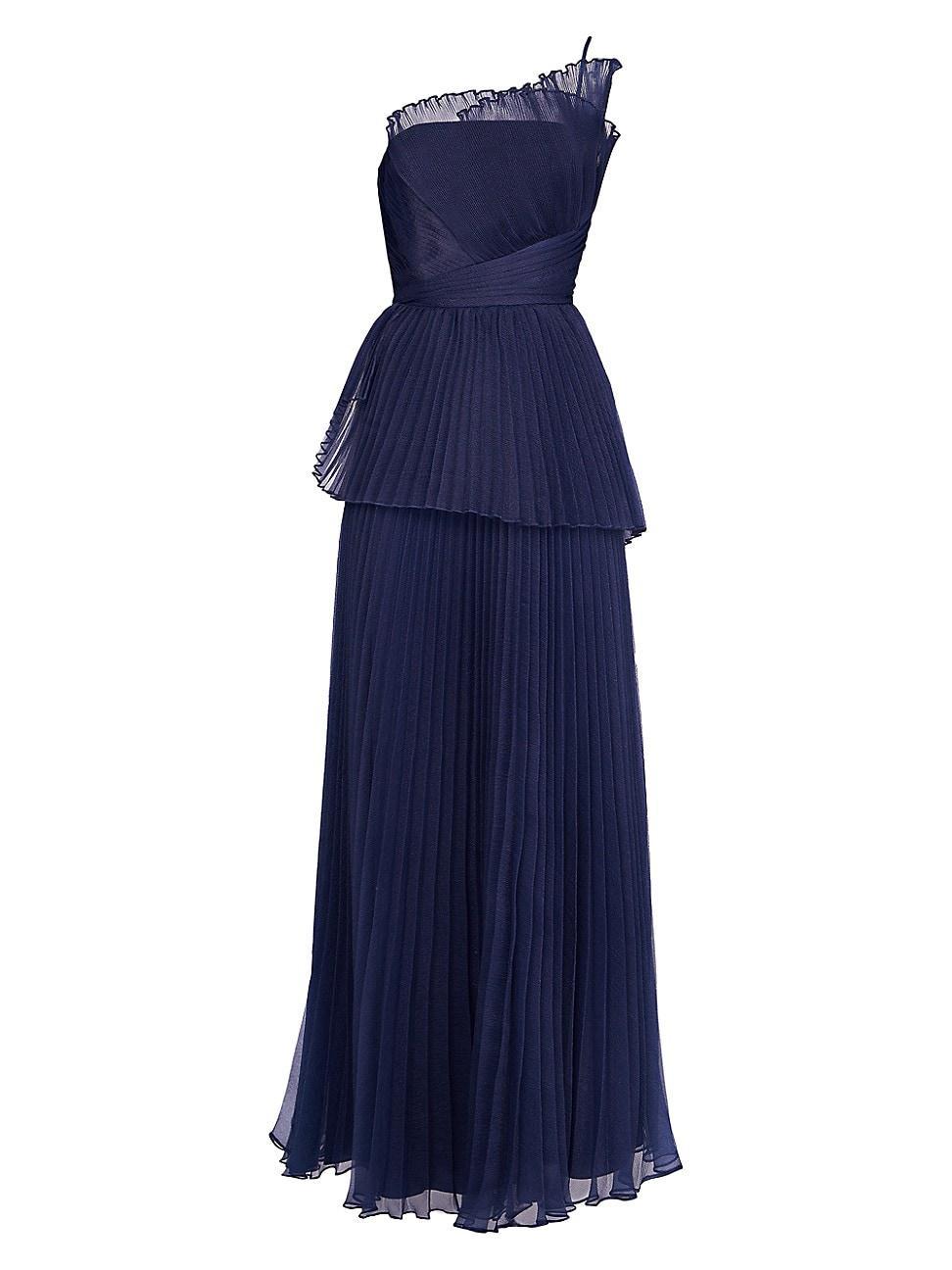 Womens Delphine Pleated One-Shoulder Organza Gown Product Image