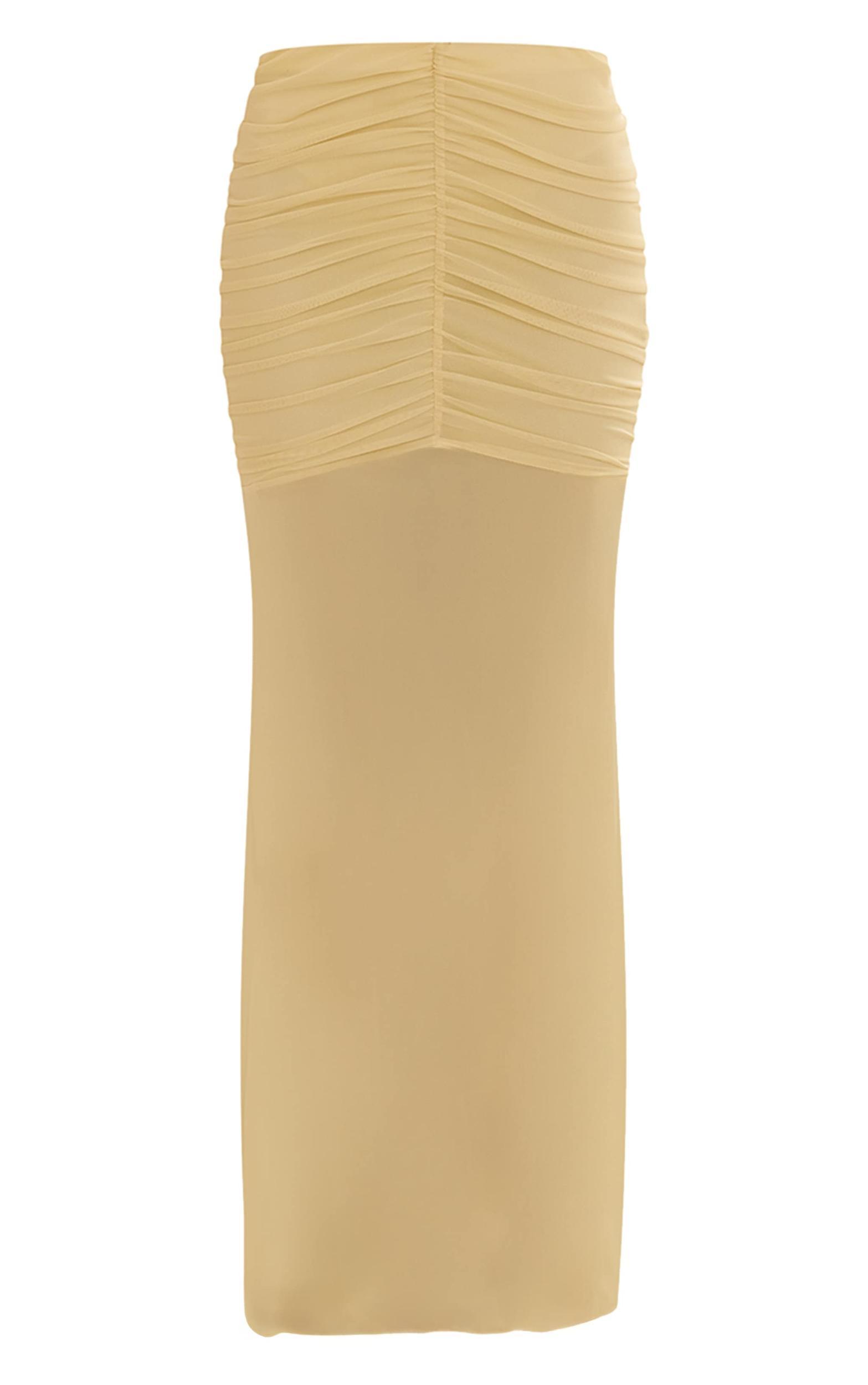  Lemon Mesh Ruched Low Rise Maxi Skirt Product Image