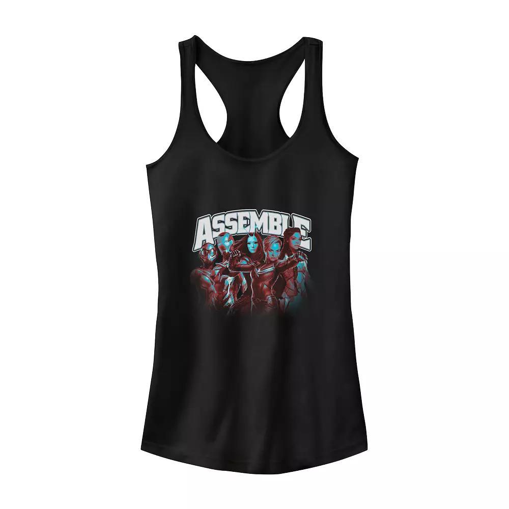 Juniors' Marvel Women Avengers "Assemble" Group Shot Tank Top, Girl's, Size: XS, Black Product Image