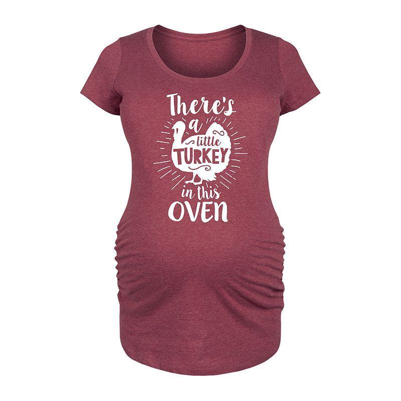 Maternity Little Turkey In The Oven Graphic Tee, Womens Grey Red Product Image