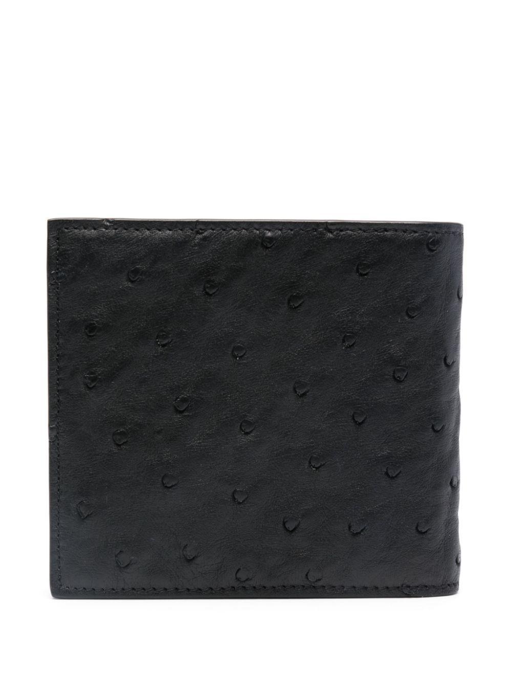 VALENTINO GARAVANI Ostrich-effect Leather Wallet In Black Product Image