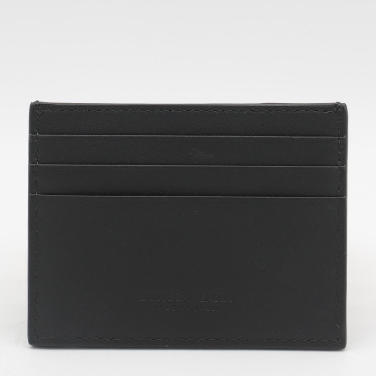 BOTTEGA VENETA Dark Green Leather Card Holder In Dark Green/silver Product Image