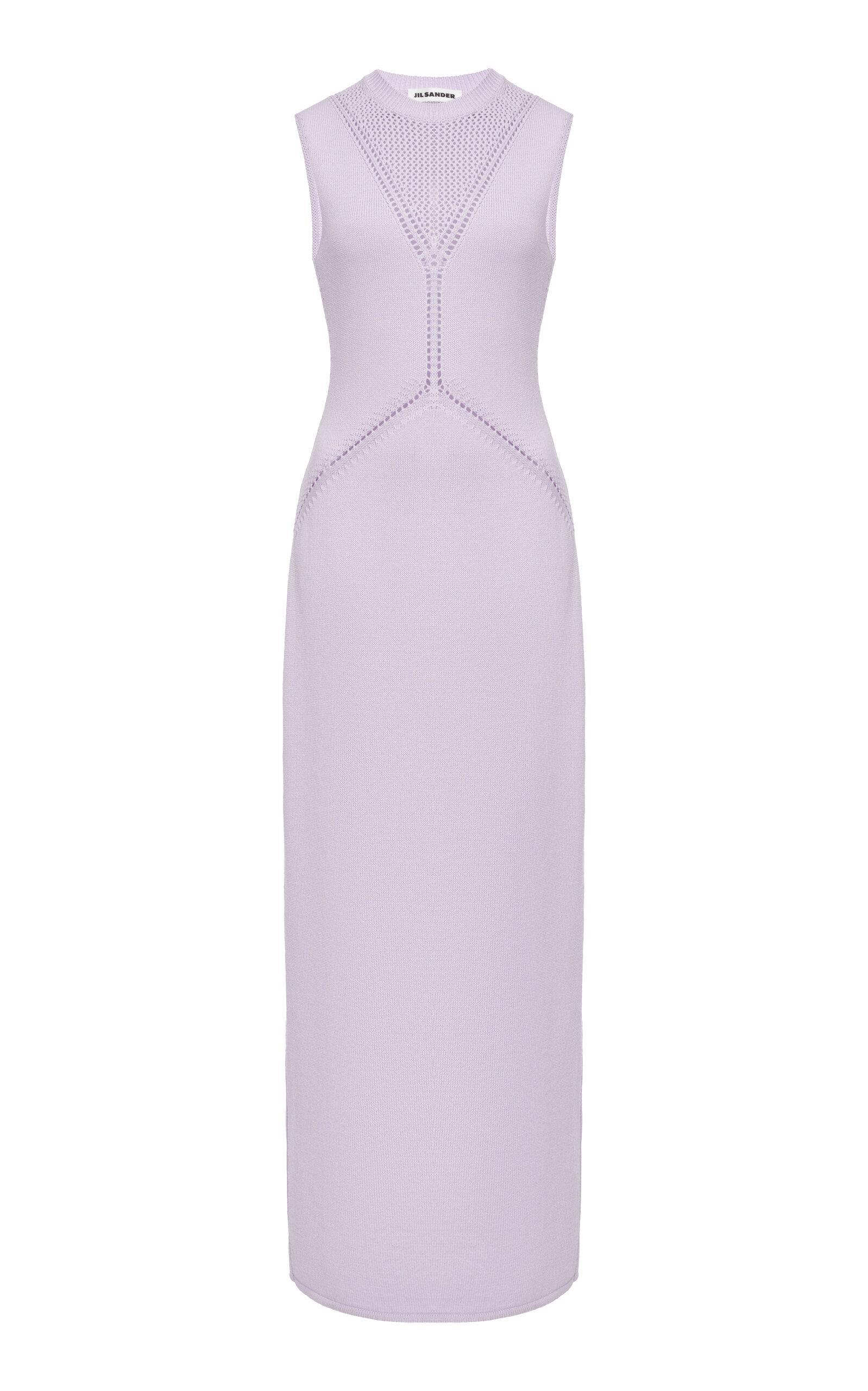 JIL SANDER Sleeveless Knit Wool-cotton Midi Dress In Purple Product Image