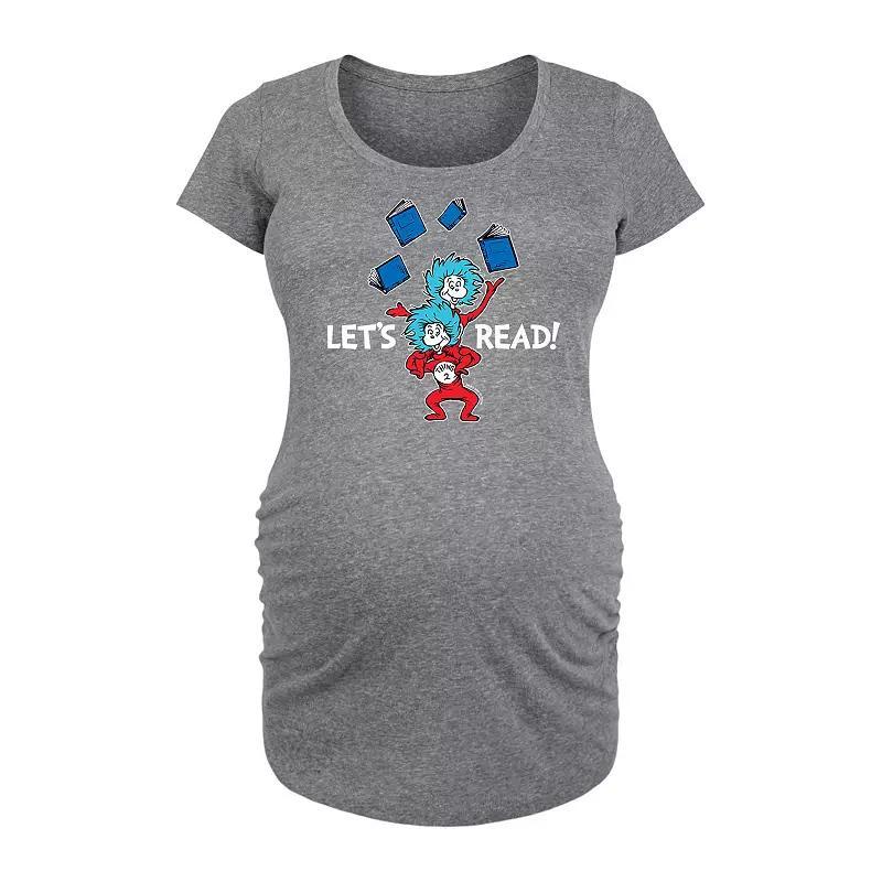 Maternity Dr. Seuss Let's Read Graphic Tee, Women's, Size: Medium, Grey Gray Product Image