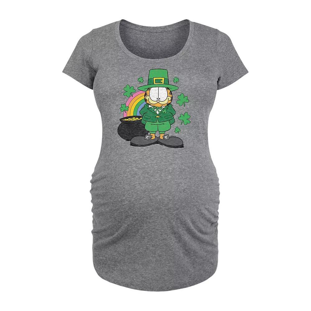 Maternity Garfield Rainbow Shamrocks Graphic Tee, Women's, Size: Medium-Mat, Grey Gray Product Image