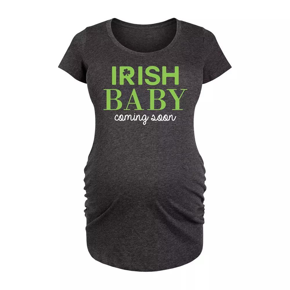 Maternity Holliest Jolliest Holiday Graphic Tee, Womens Heather Grey Product Image