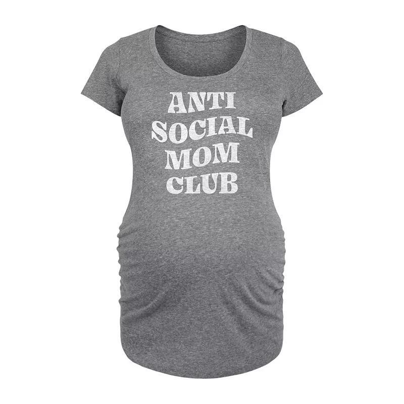 Maternity Anti Social Mom Club Graphic Tee, Womens Grey Gray Product Image