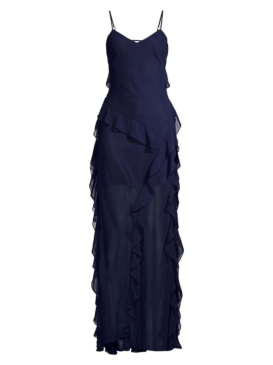 Womens Raya Ruffled Chiffon Maxi Dress Product Image