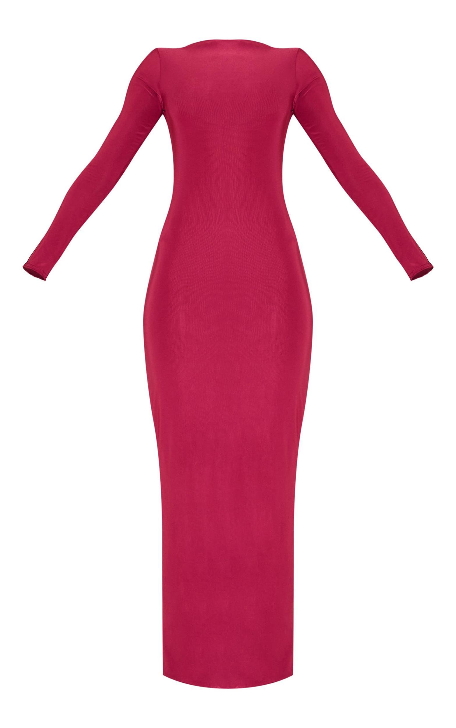 Wine Double Layer Slinky Maxi Dress Product Image