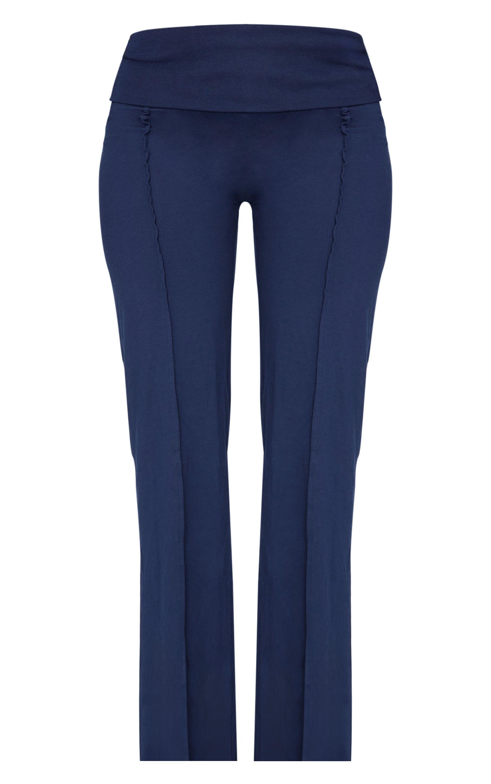 Shape Navy Low Rise Fold Over Seam Front Wide Leg Pants Product Image