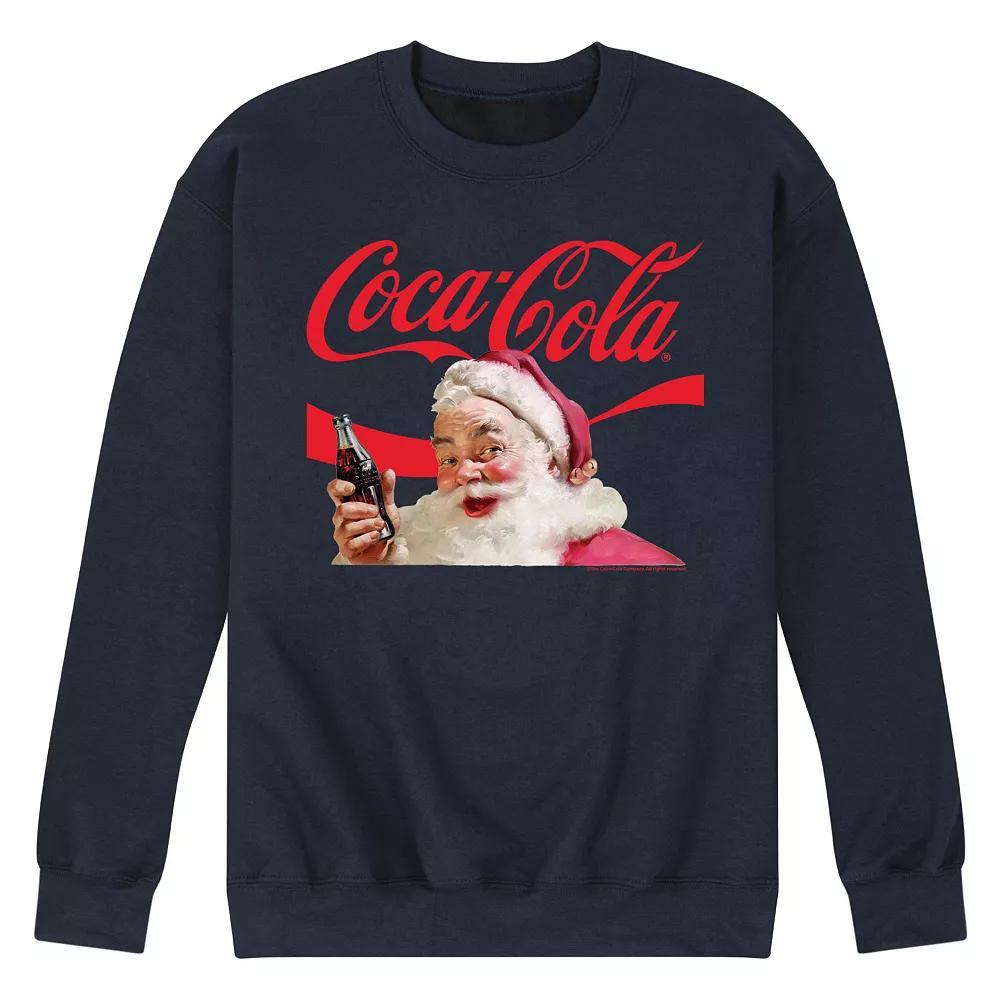 Men's CocaCola Santa Closeup Sweatshirt, Size: XXL, Blue Product Image