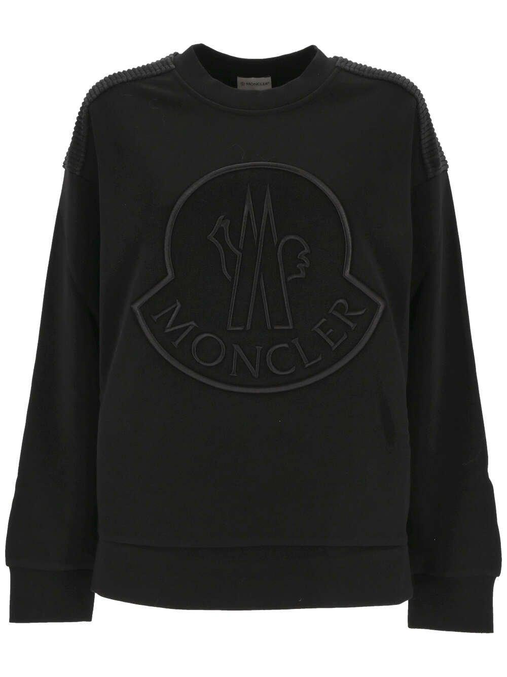 MONCLER Embroidered Logo Crewneck Sweatshirt In Black Product Image