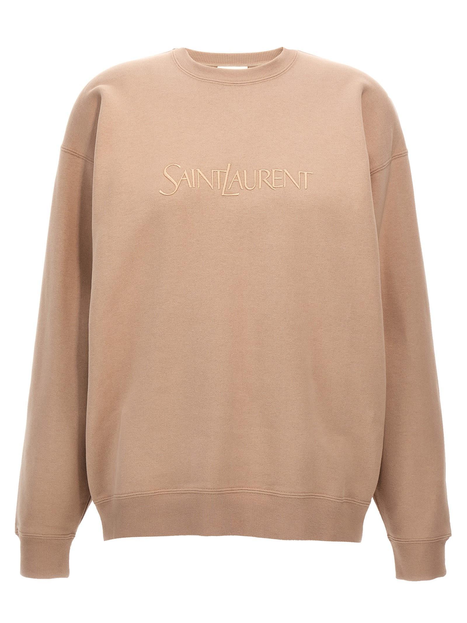 SAINT LAURENT Logo Cotton Jersey Sweatshirt In Pink Product Image