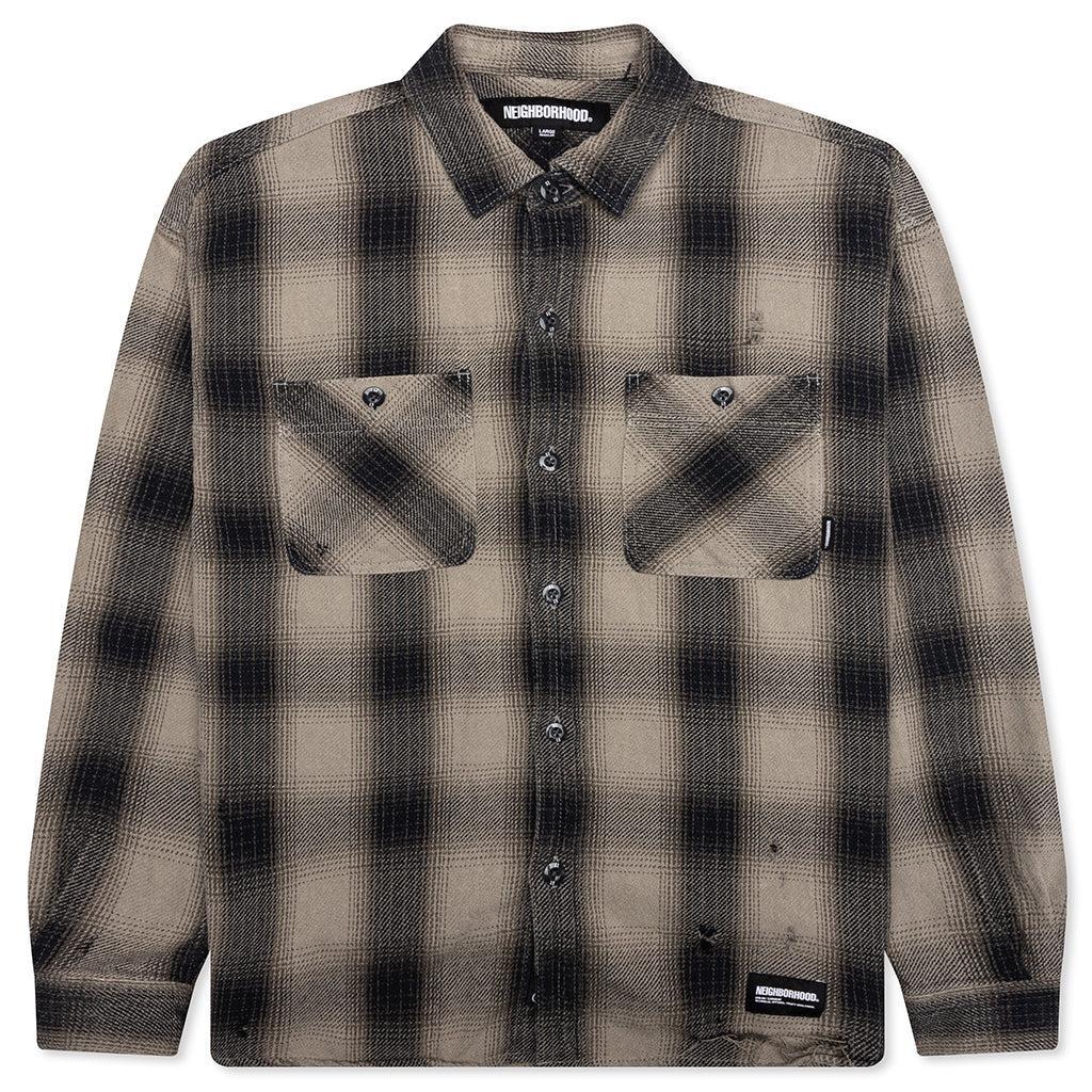 Savage Block Hombre Check Shirt LS - Greige Male Product Image