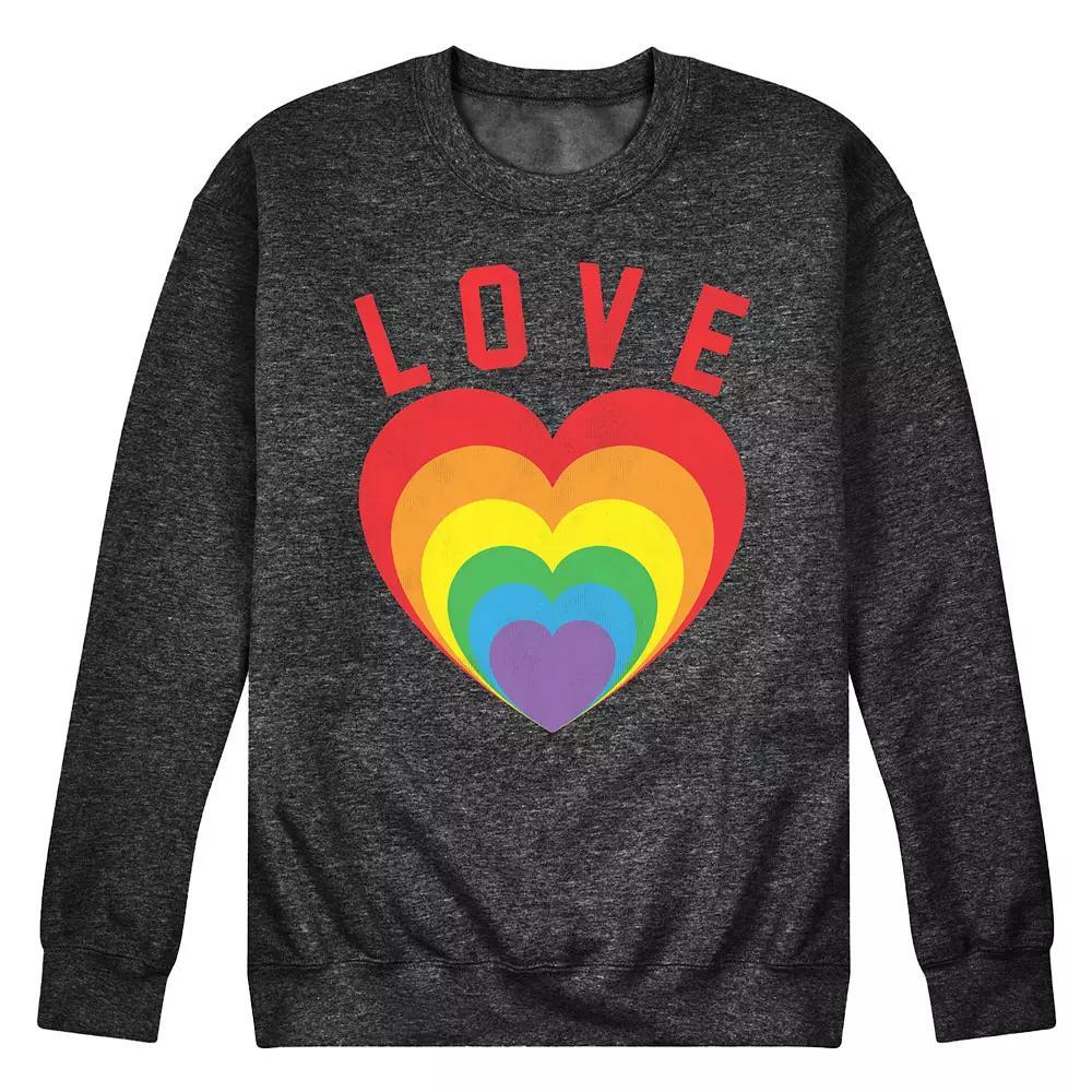 Men's Love Hearts Fleece Sweatshirt, Size: XXL, Heather Grey Product Image