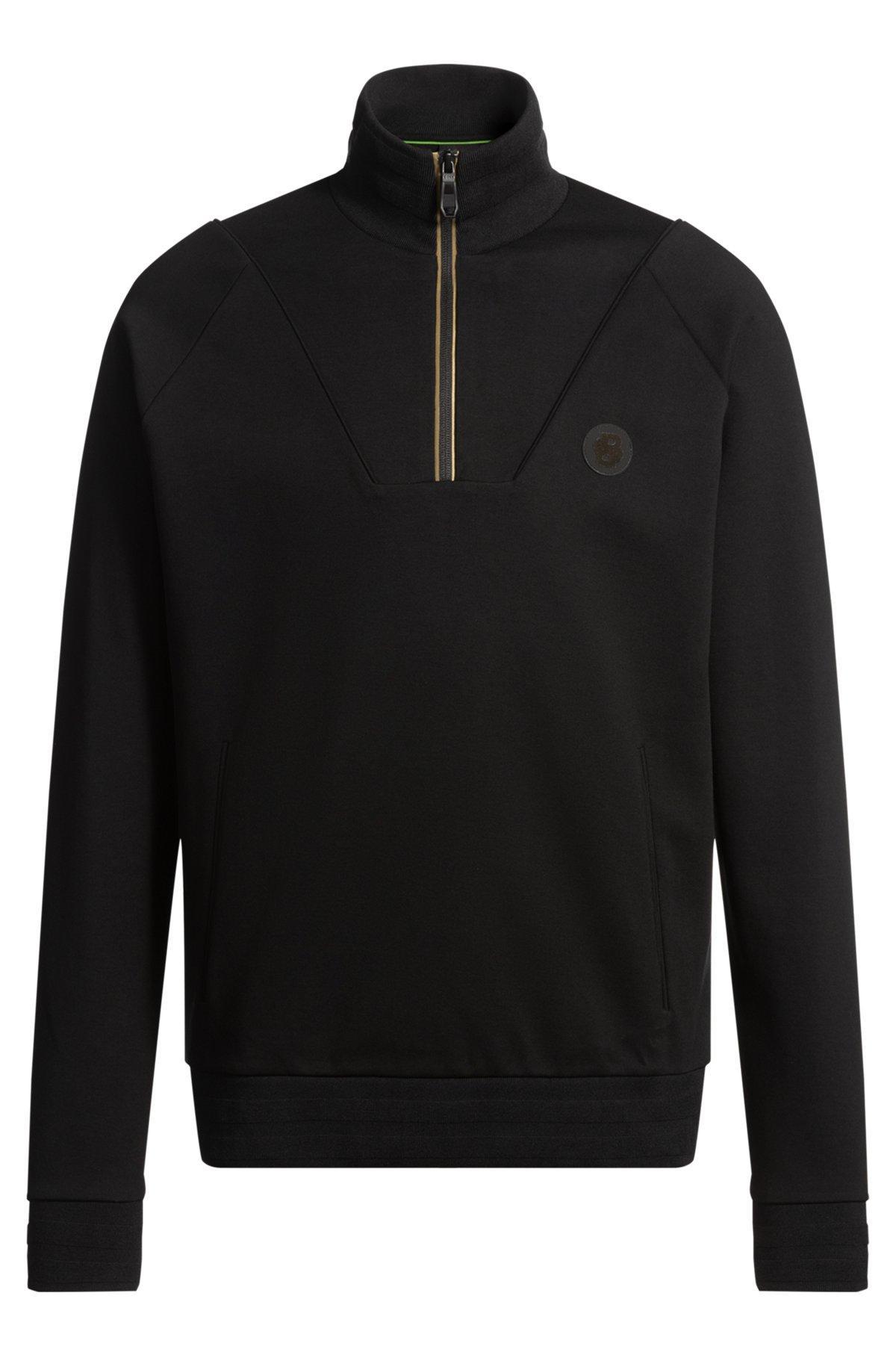 Cotton zip-neck sweatshirt with Double B monogram Product Image