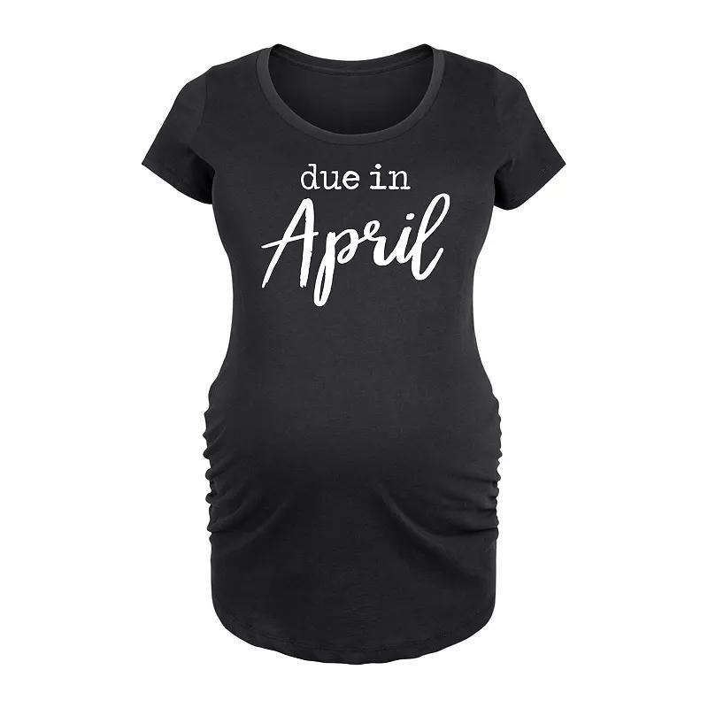 Maternity Due In April Graphic Tee, Womens Blue Product Image