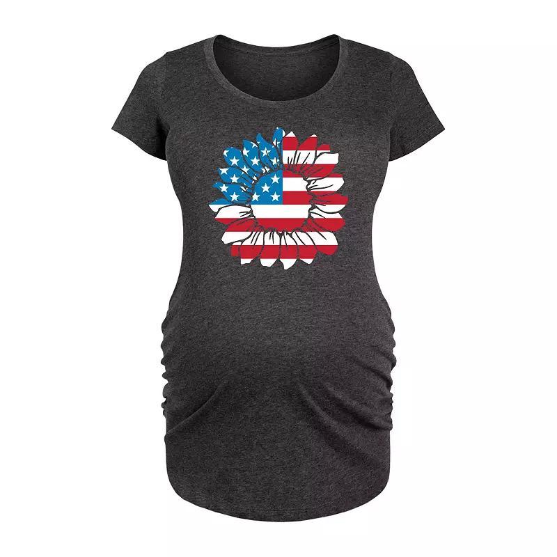 Maternity American Flag Sunflower Graphic Tee, Women's, Size: Medium-Mat, Black Product Image