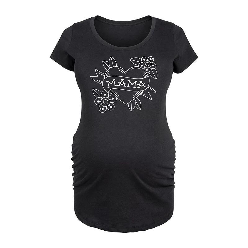 Maternity Mama Tattoo Heart Graphic Tee, Womens Product Image