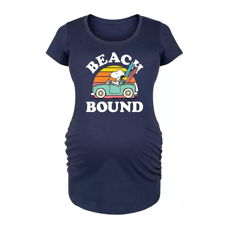 Maternity Peanuts Snoopy & Woodstock Beach Bound Graphic Tee, Womens Blue Product Image